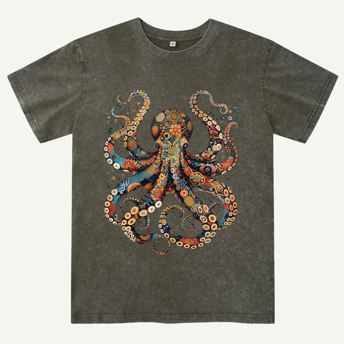 Ocean Octopus Artistic Washed T-Shirt