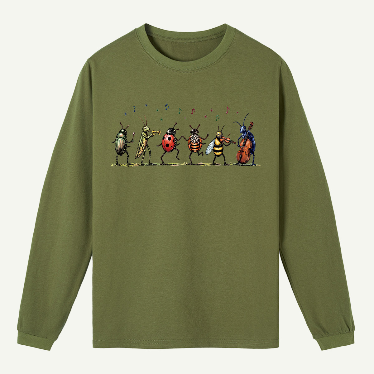 Vintage Insect Music Musical Bugs Long Sleeve T-Shirt