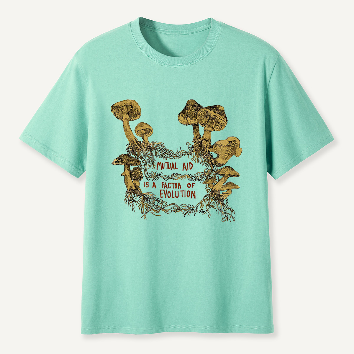 Mutual Aid Mushroom Evolution T-Shirt