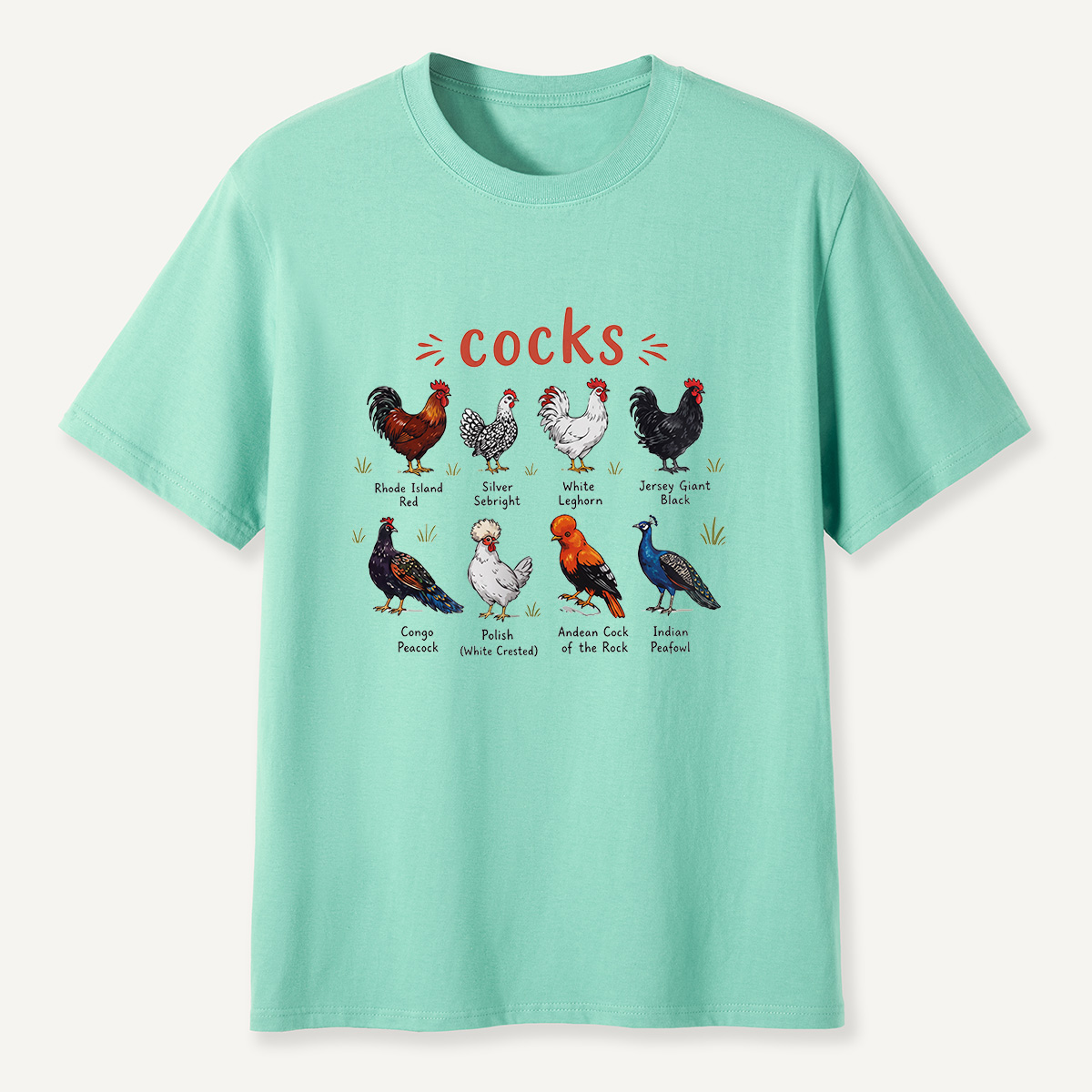 MDCTBYWY26072004 Cocks of the World Illustrated T-Shirt