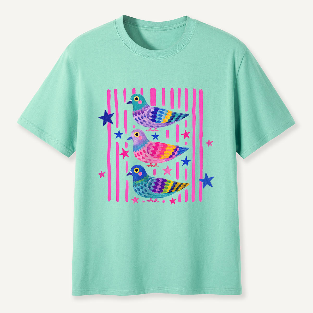 MDCTBYWY26072006 Colorful Pop Pigeon T-Shirt