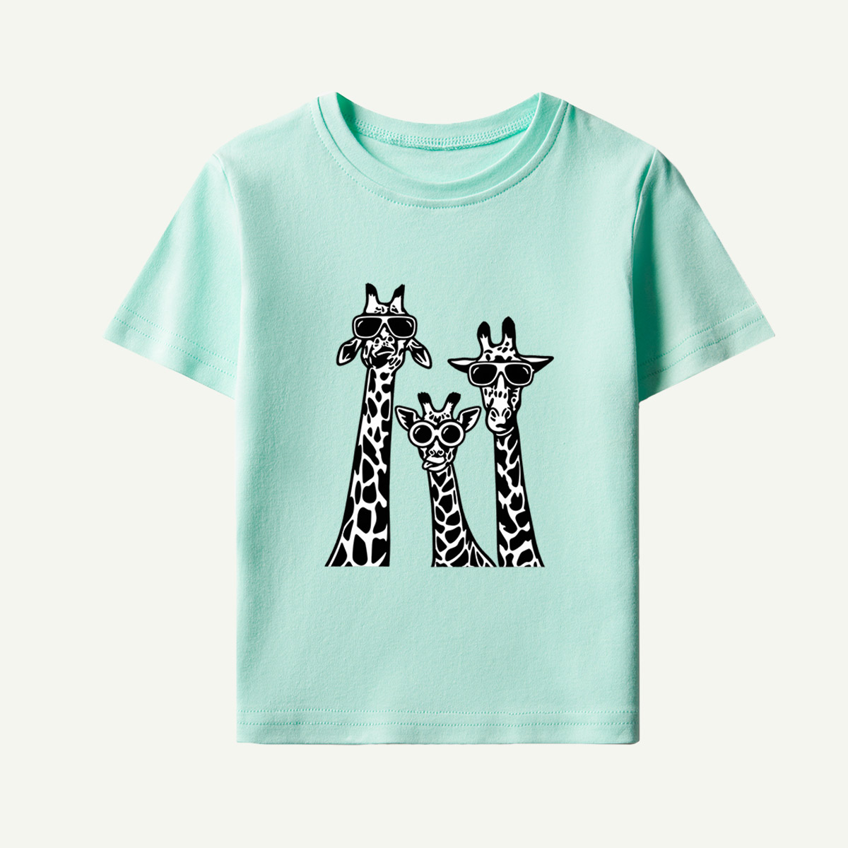Cool Giraffe Family Monochrome Illustration Kids T-Shirt