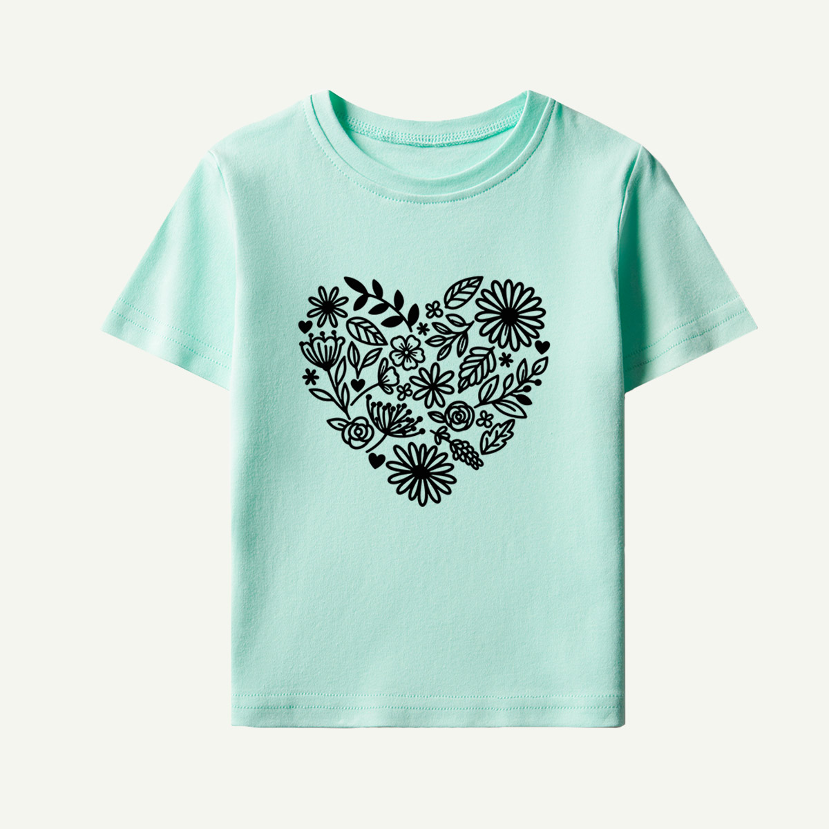 Floral Heart Line Art Kids T-Shirt
