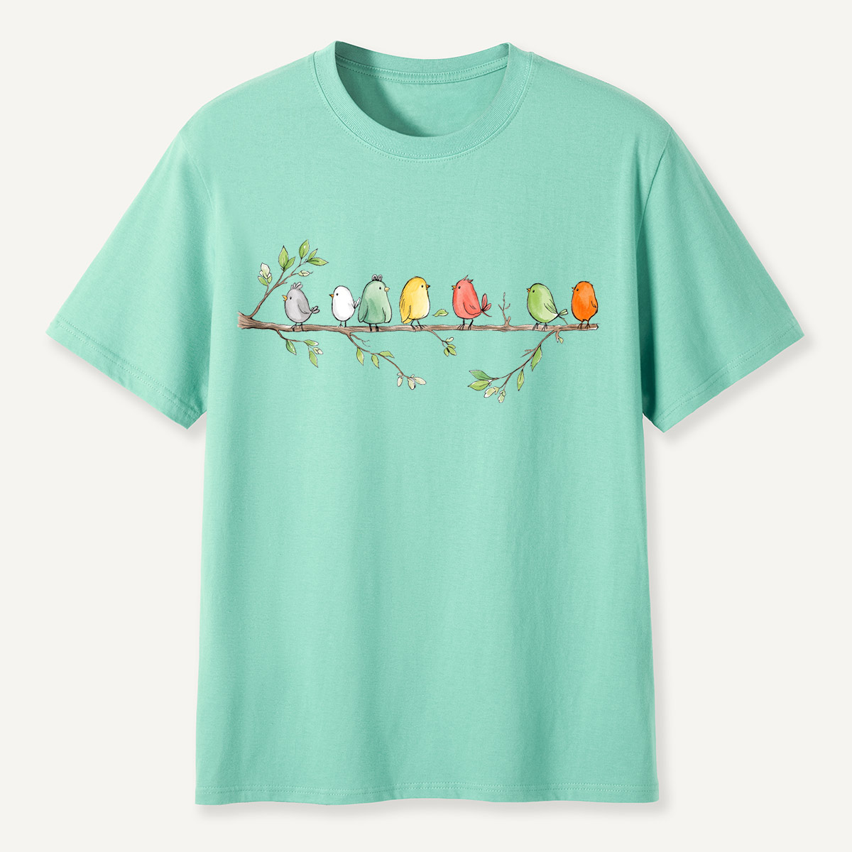 Colorful Songbirds On Branch T-Shirt