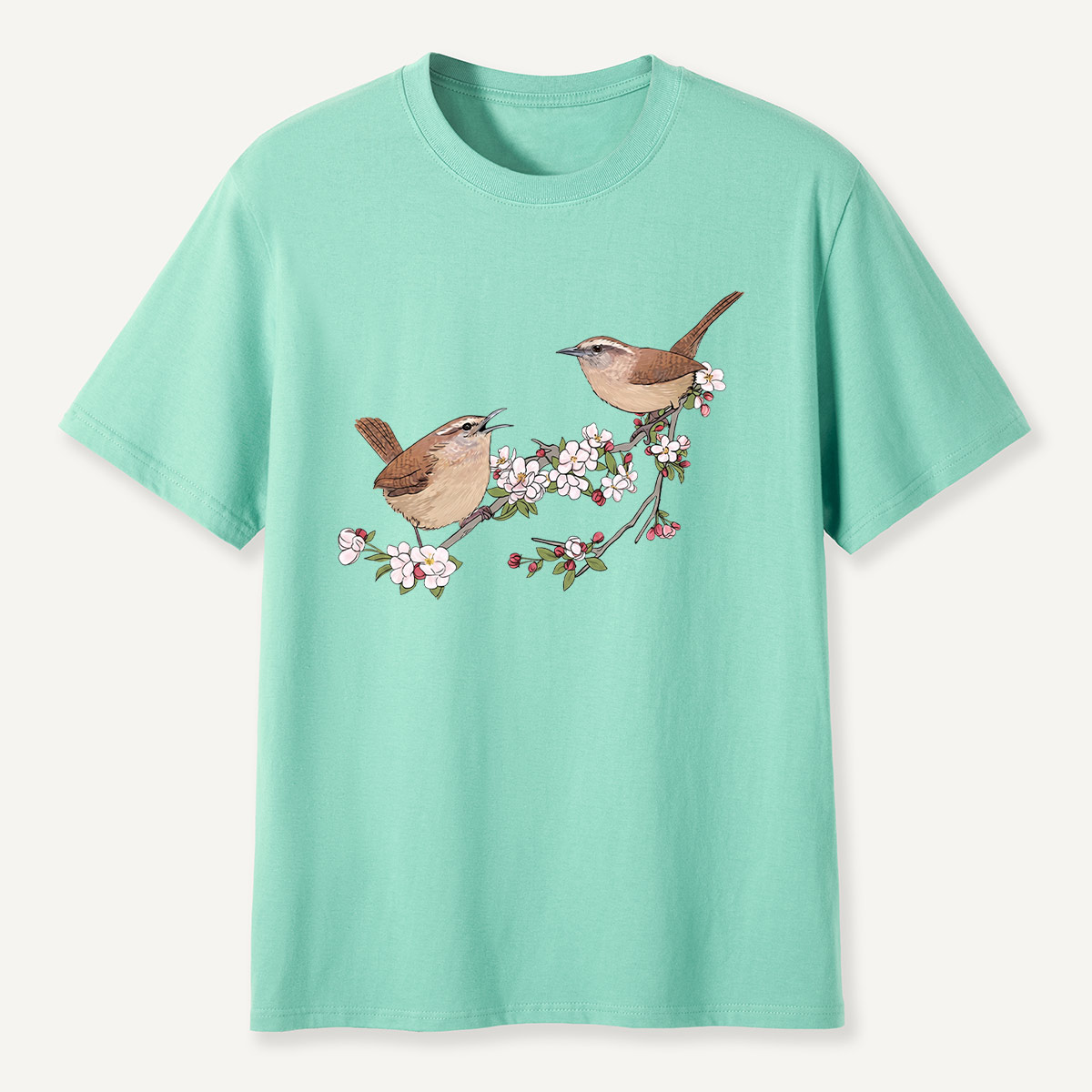 Songbirds On Blooming Branch Nature T-Shirt