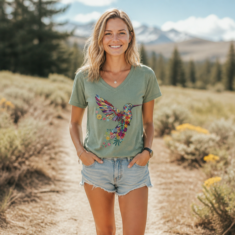 Animal Lover Hummingbird V-neck T-Shirt