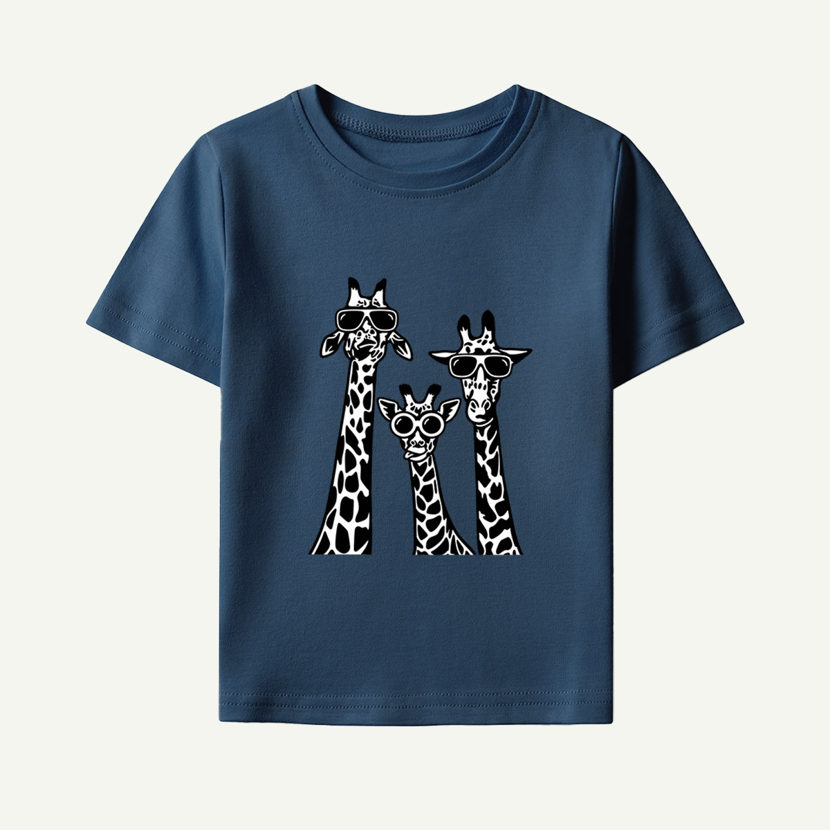 Cool Giraffe Family Monochrome Illustration Kids T-Shirt