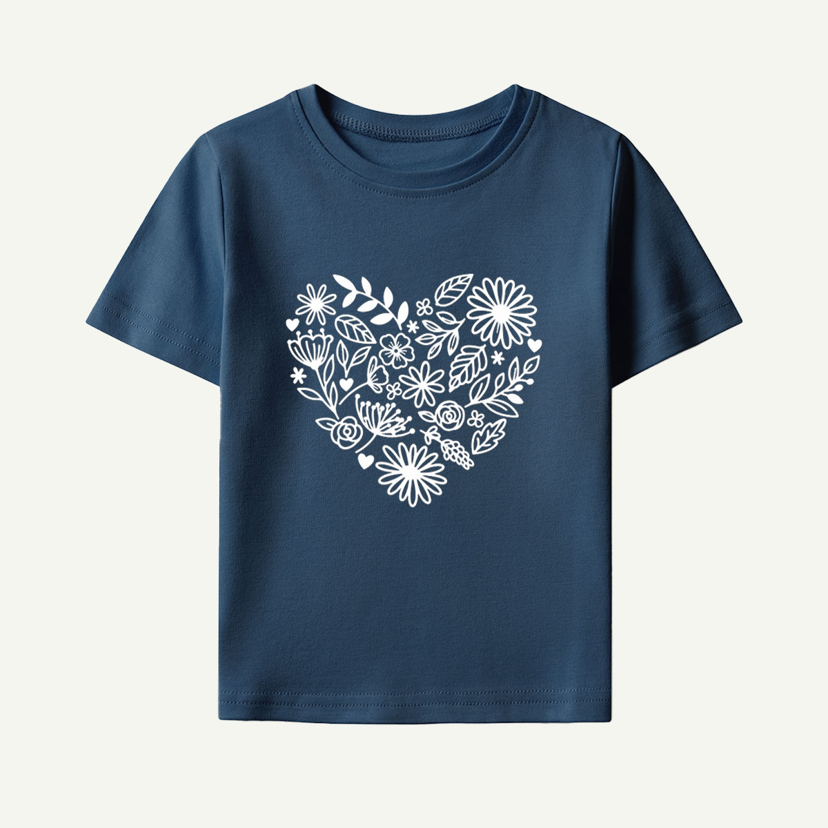 Floral Heart Line Art Kids T-Shirt