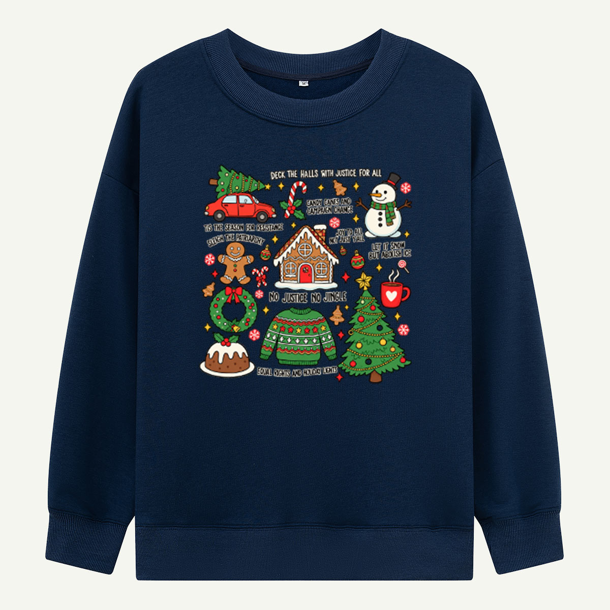 No Justice No Jolly Christmas Resistance Typography Collage Sweatshirts
