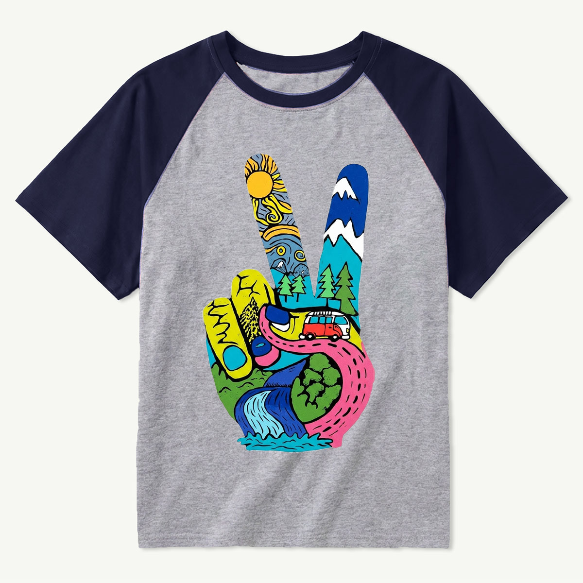 Funky Peace Nature Raglan T-Shirt