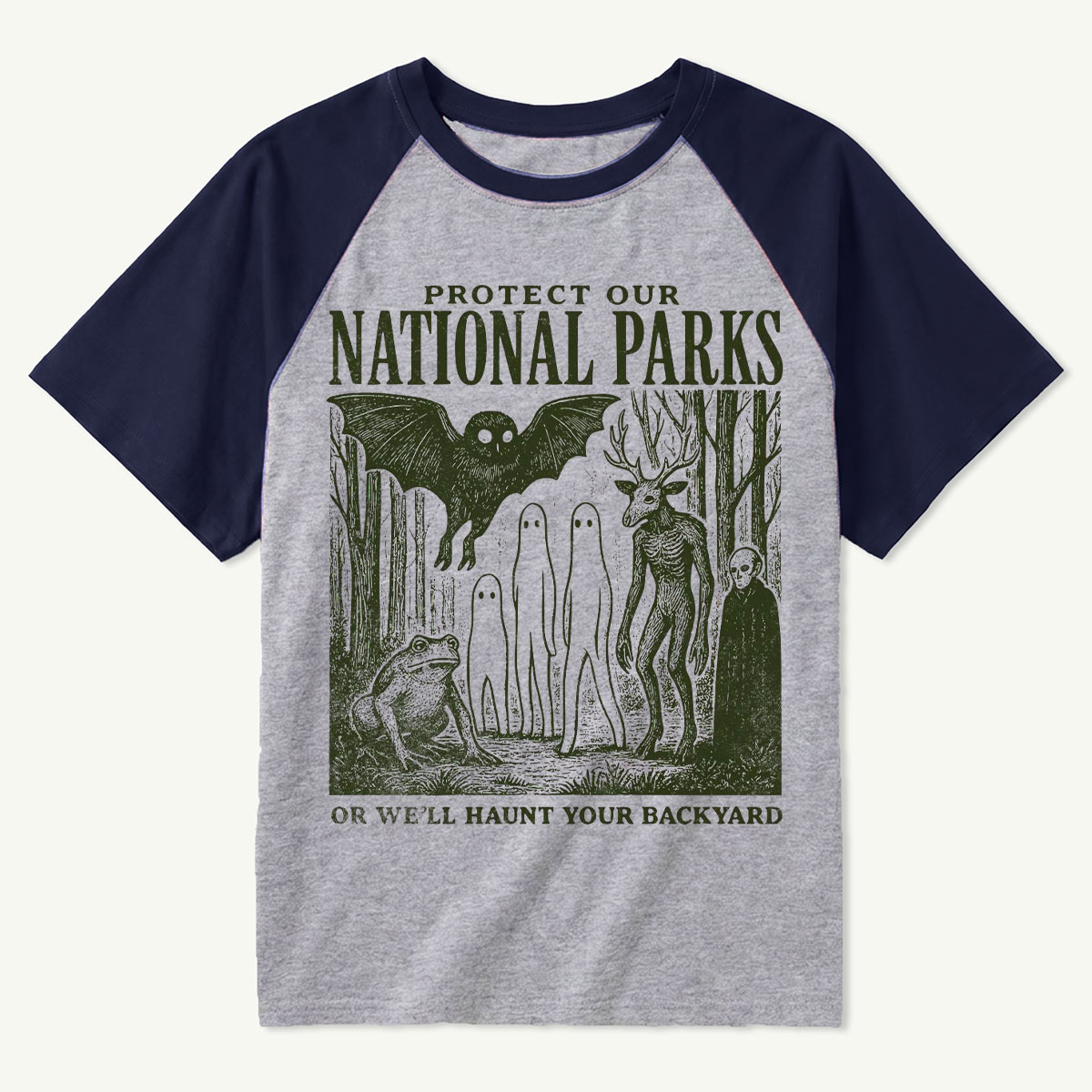 Alt National Park Mothman Cryptid Raglan T-Shirt