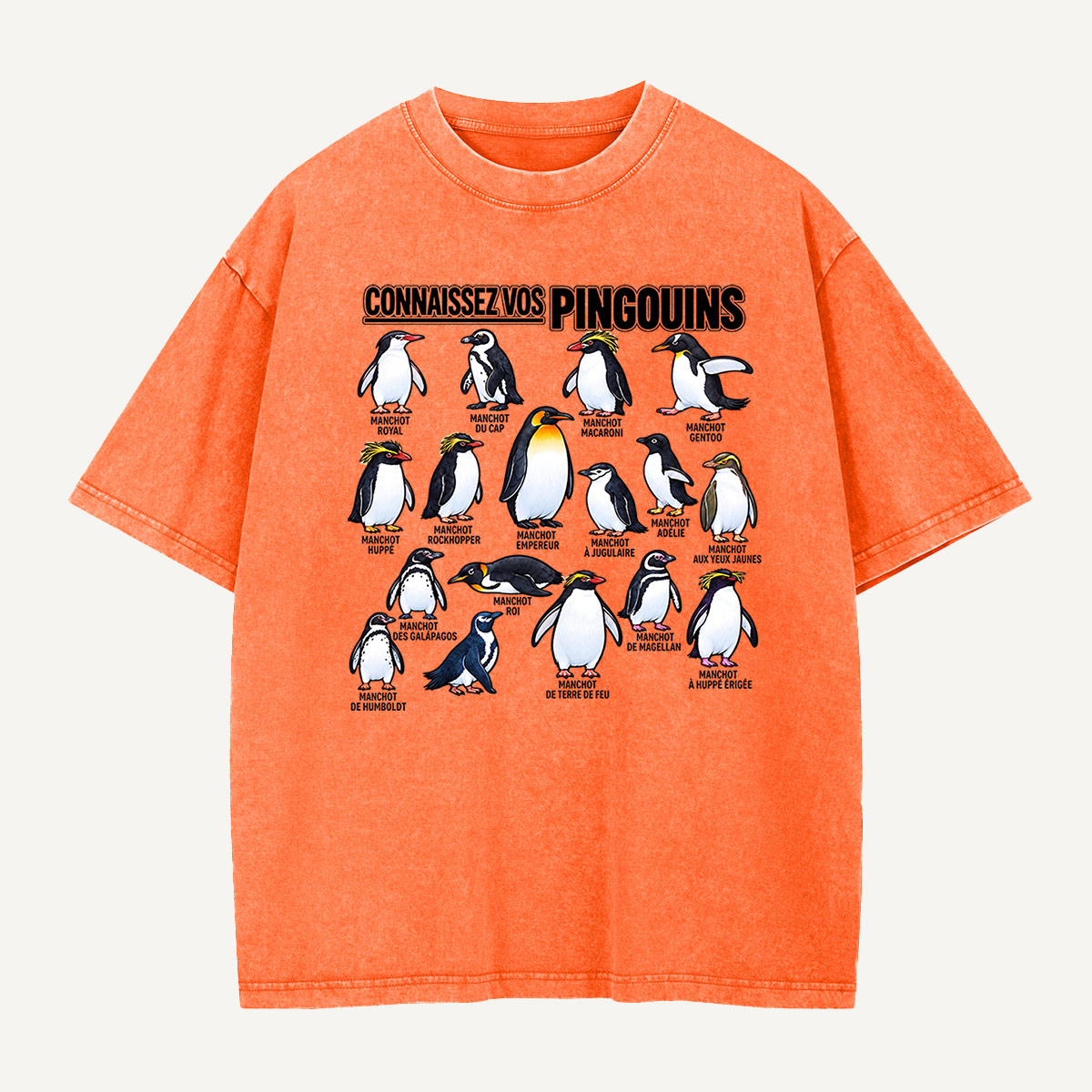 Connaissez Vos Pingouins Penguin Guide Washed T-Shirt
