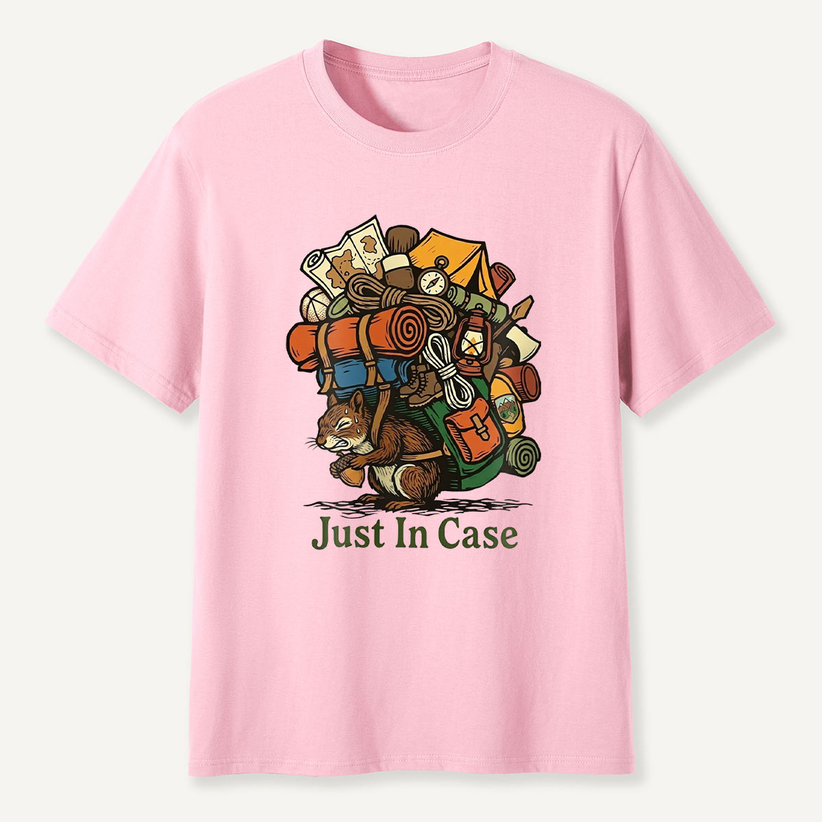 Squirrel Carrying Camping Gear Just In Case T-Shirt