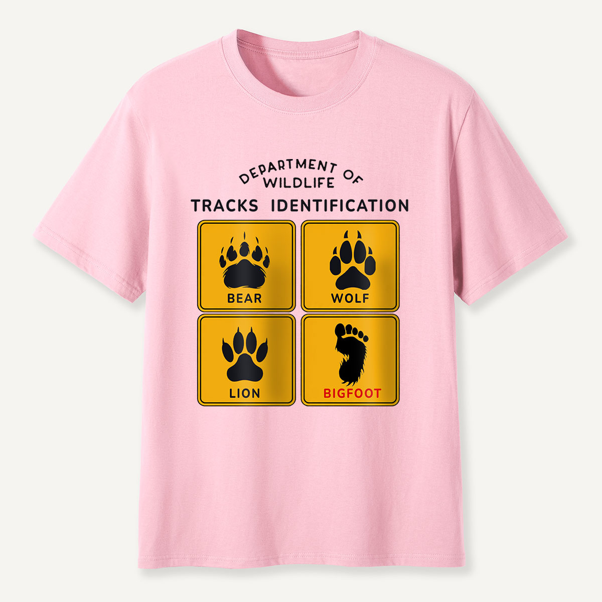 Department of Wildlife Tracks Identification Bear Wolf Lion Cryptids T-Shirt