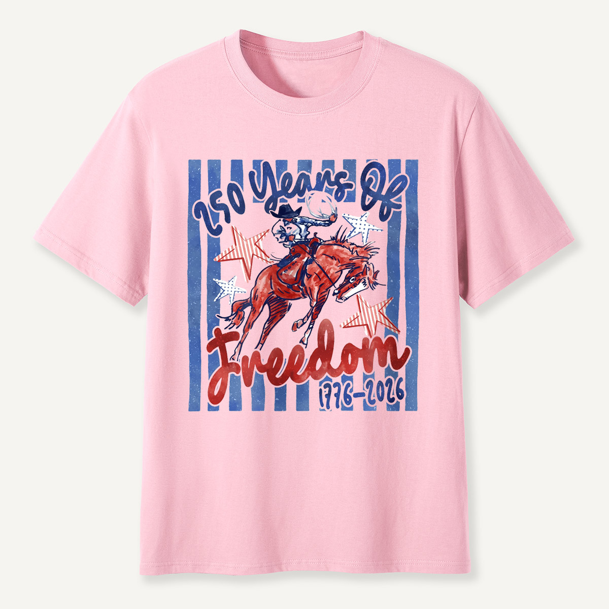 Retro Patriotic Cowboy Horse Riding Freedom T-Shirt