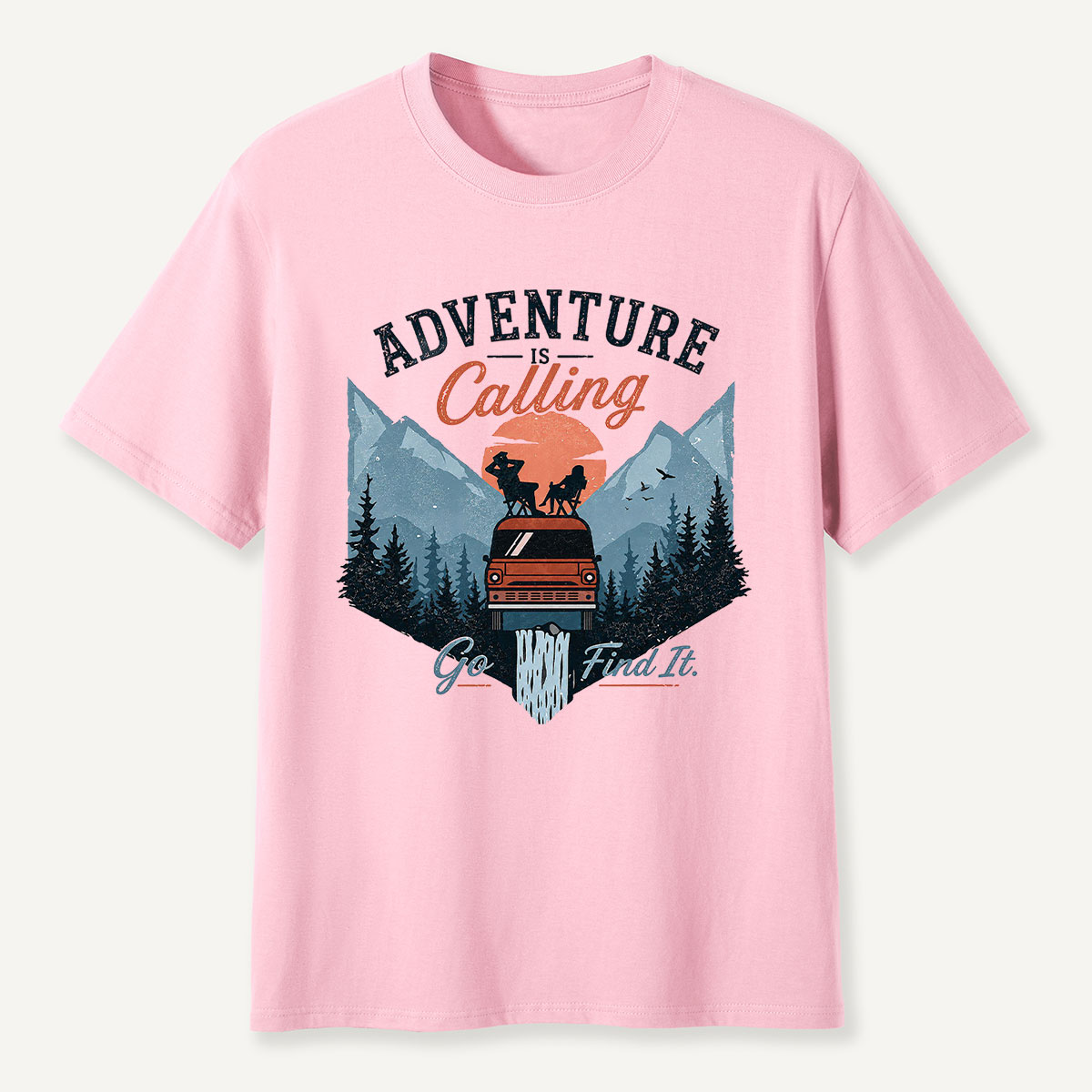 Adventure Is Calling Camper Van Mountain T-Shirt