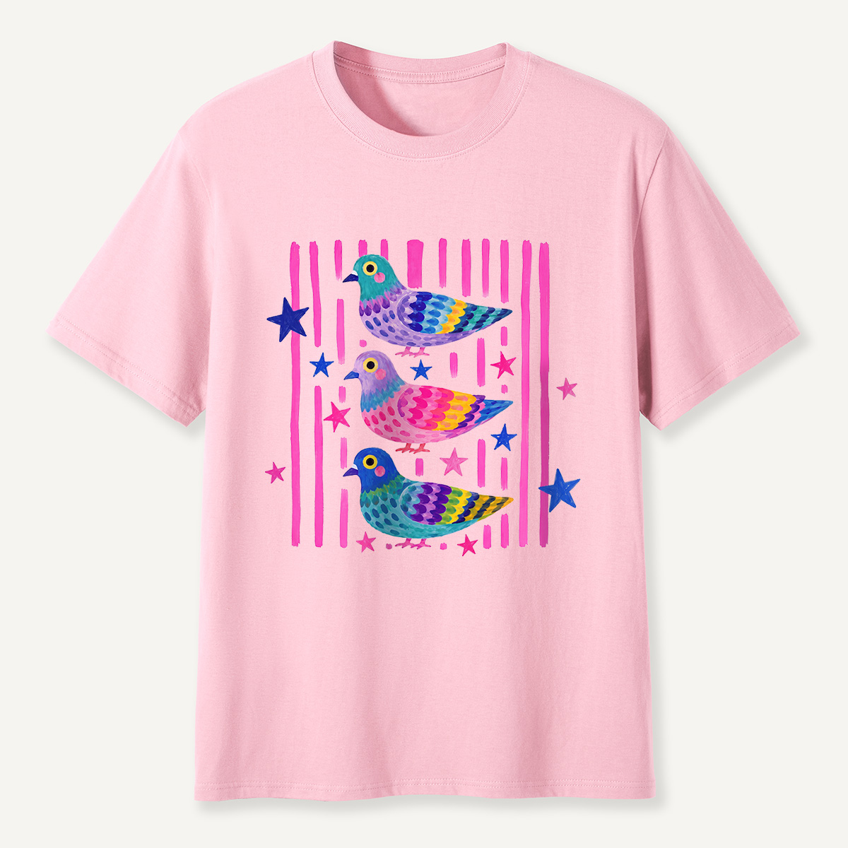 MDCTBYWY26072006 Colorful Pop Pigeon T-Shirt