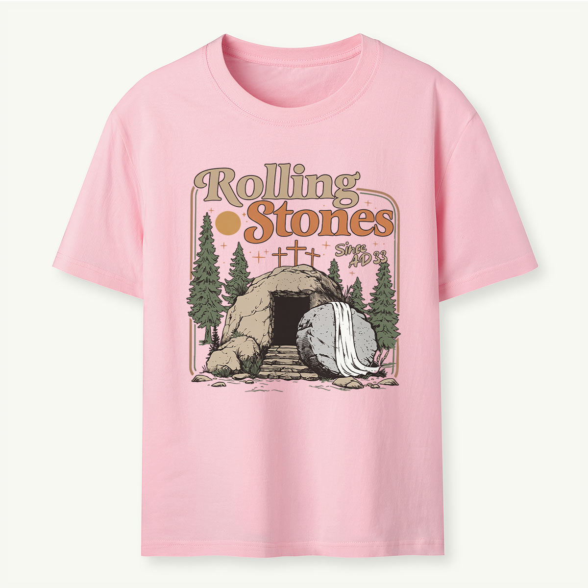 Retro Mountain Nature Cave and Stone T‑Shirt