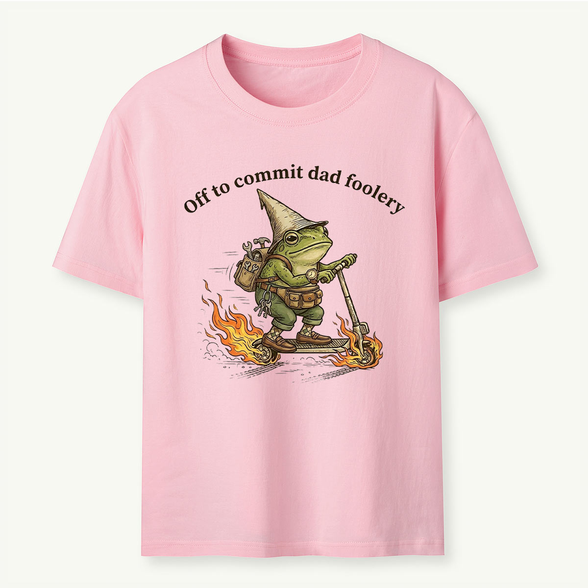 Dad Foolery Frog on Fire Scooter T-Shirt