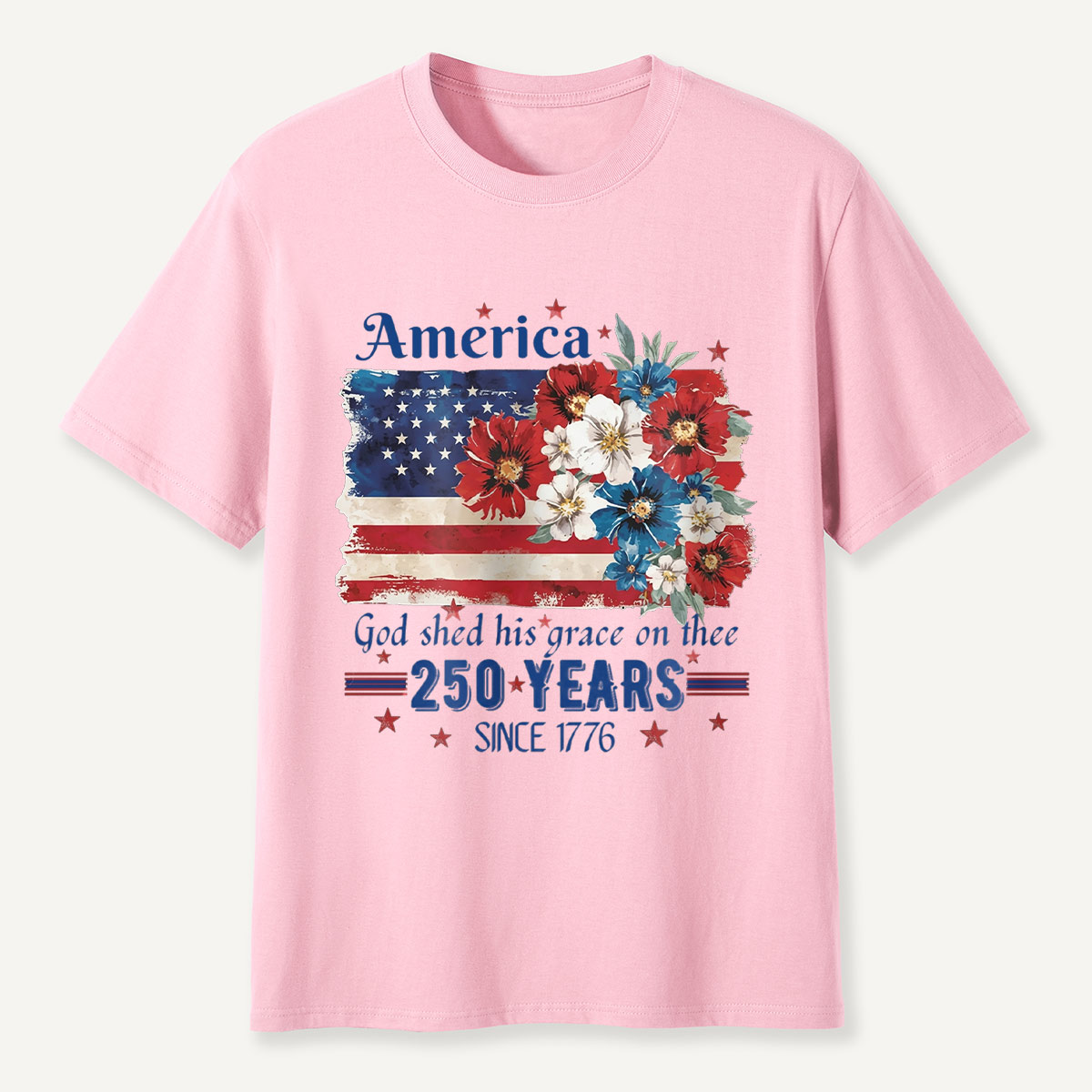 America 250 Years Since 1776 Floral Flag T-Shirt