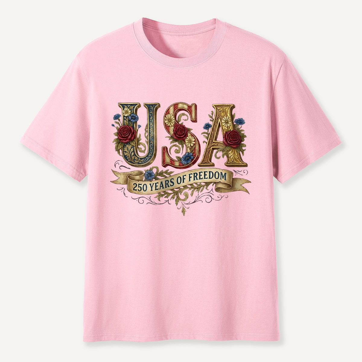 USA 250 Years of Freedom Floral T-Shirt