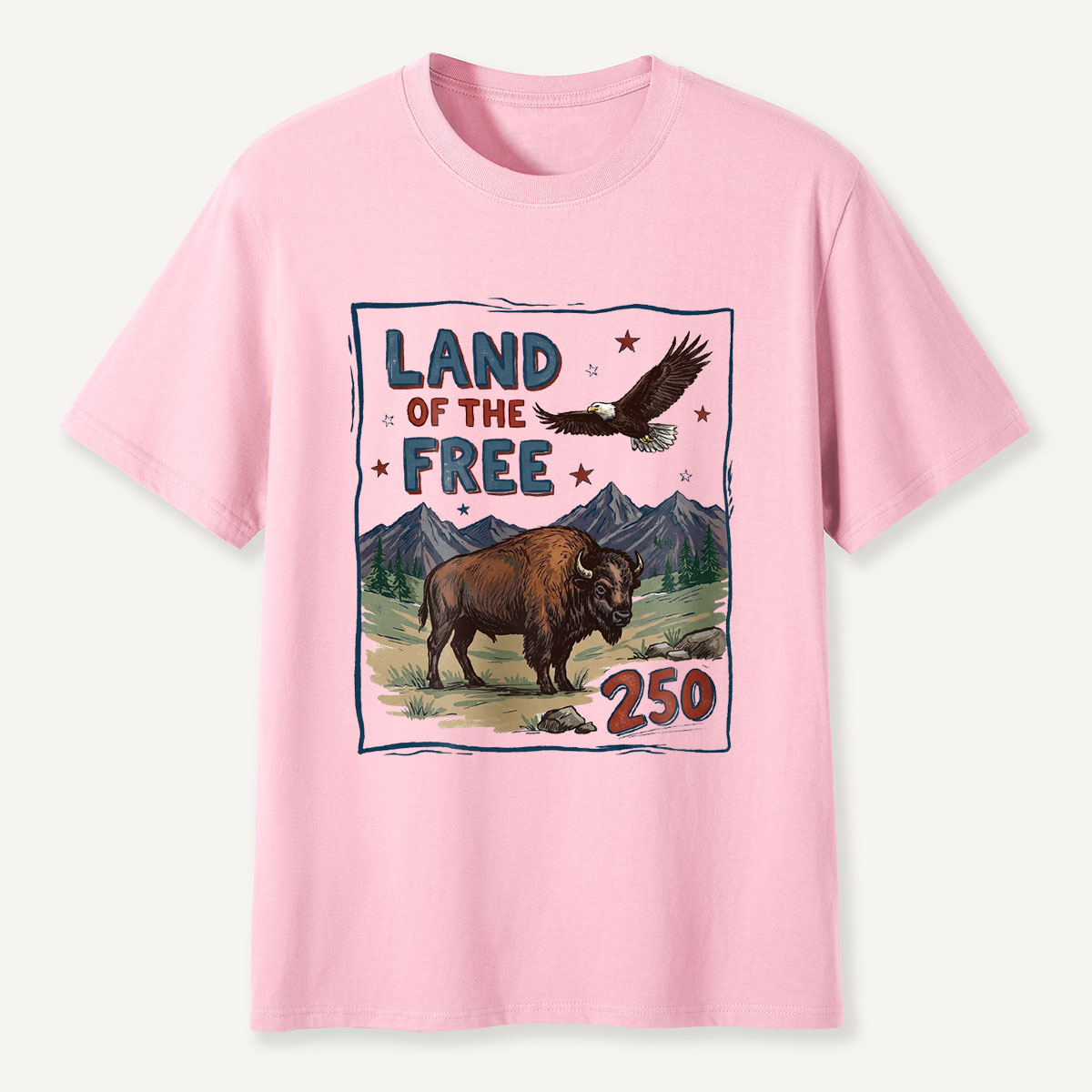 American Wildlife Land of the Free Bison and Eagle T-Shirt
