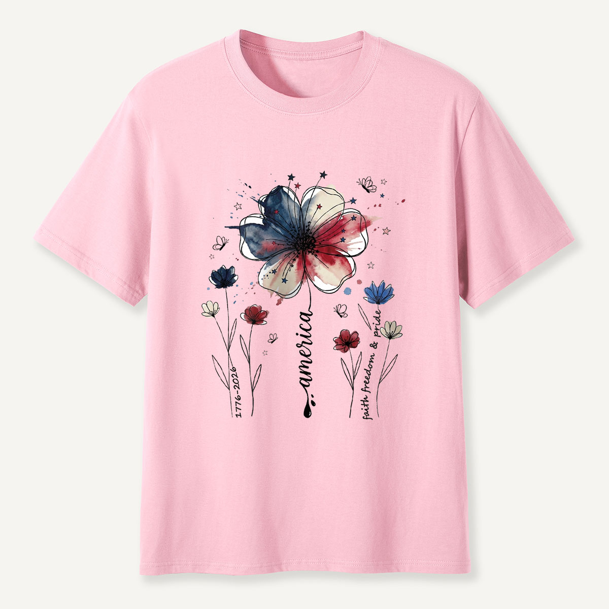 America 1776‑2026 Floral Independence Day T-Shirt