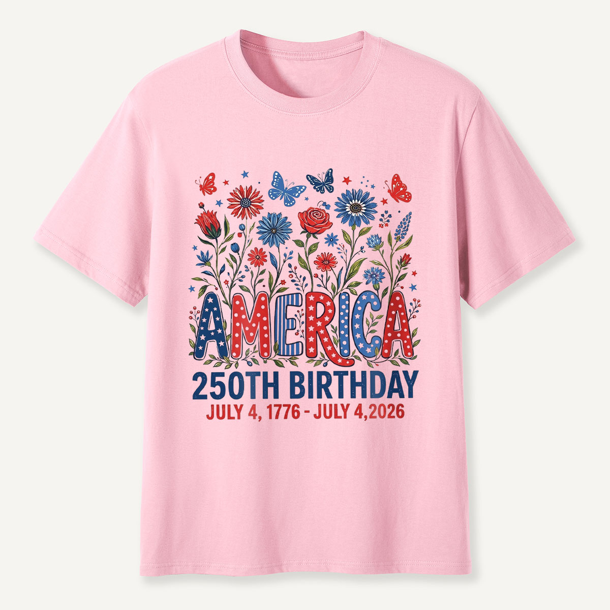 America 250th Birthday July 4 1776‑2026 Floral T‑Shirt