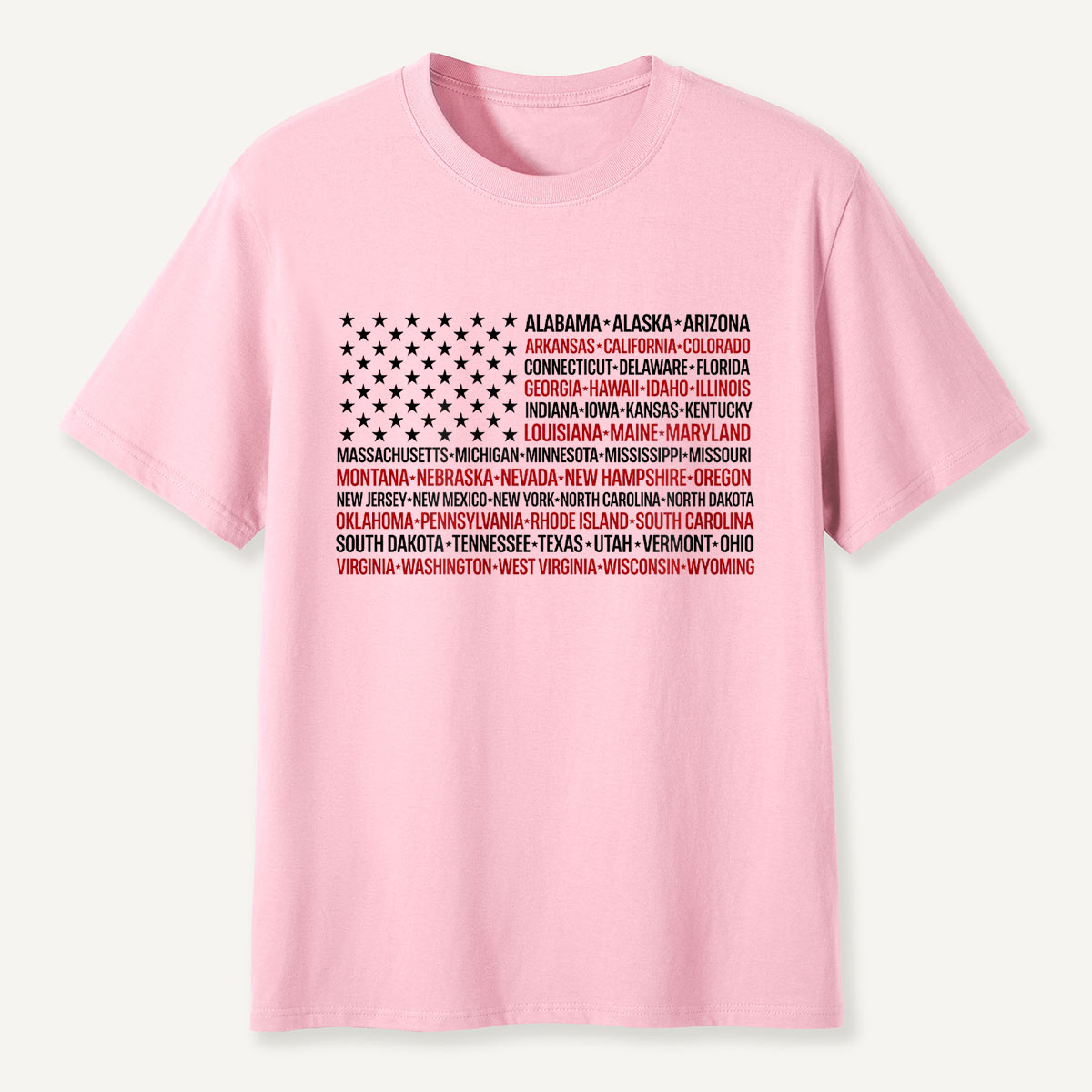 United States Flag with All 50 States Names T‑Shirt