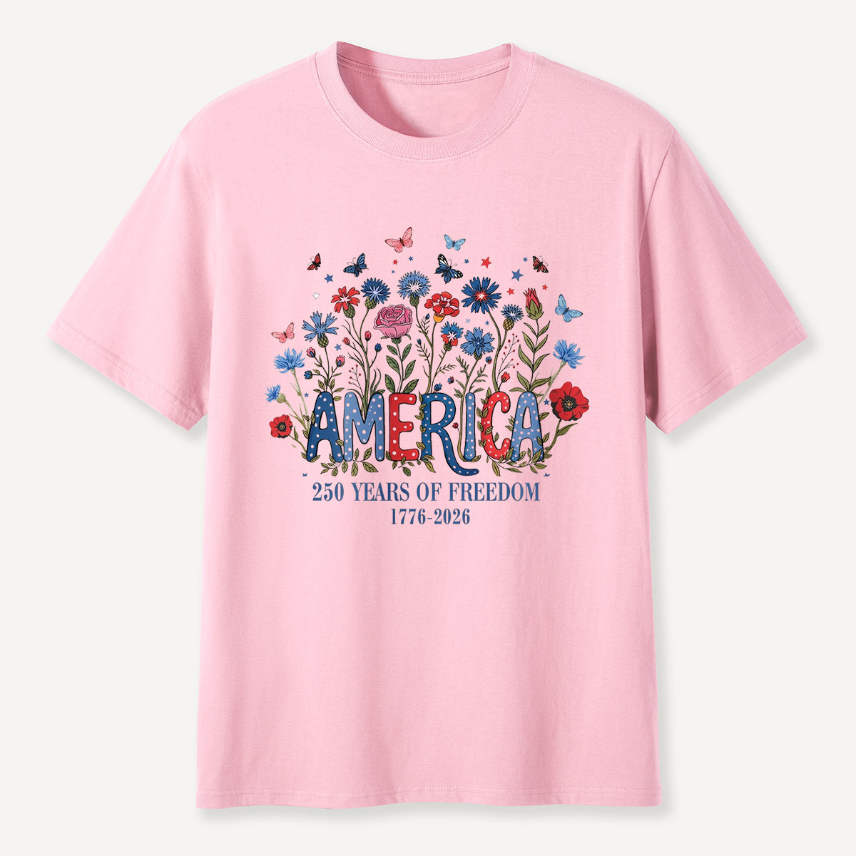 America 250 Years of Freedom 1776–2026 Floral T-Shirt