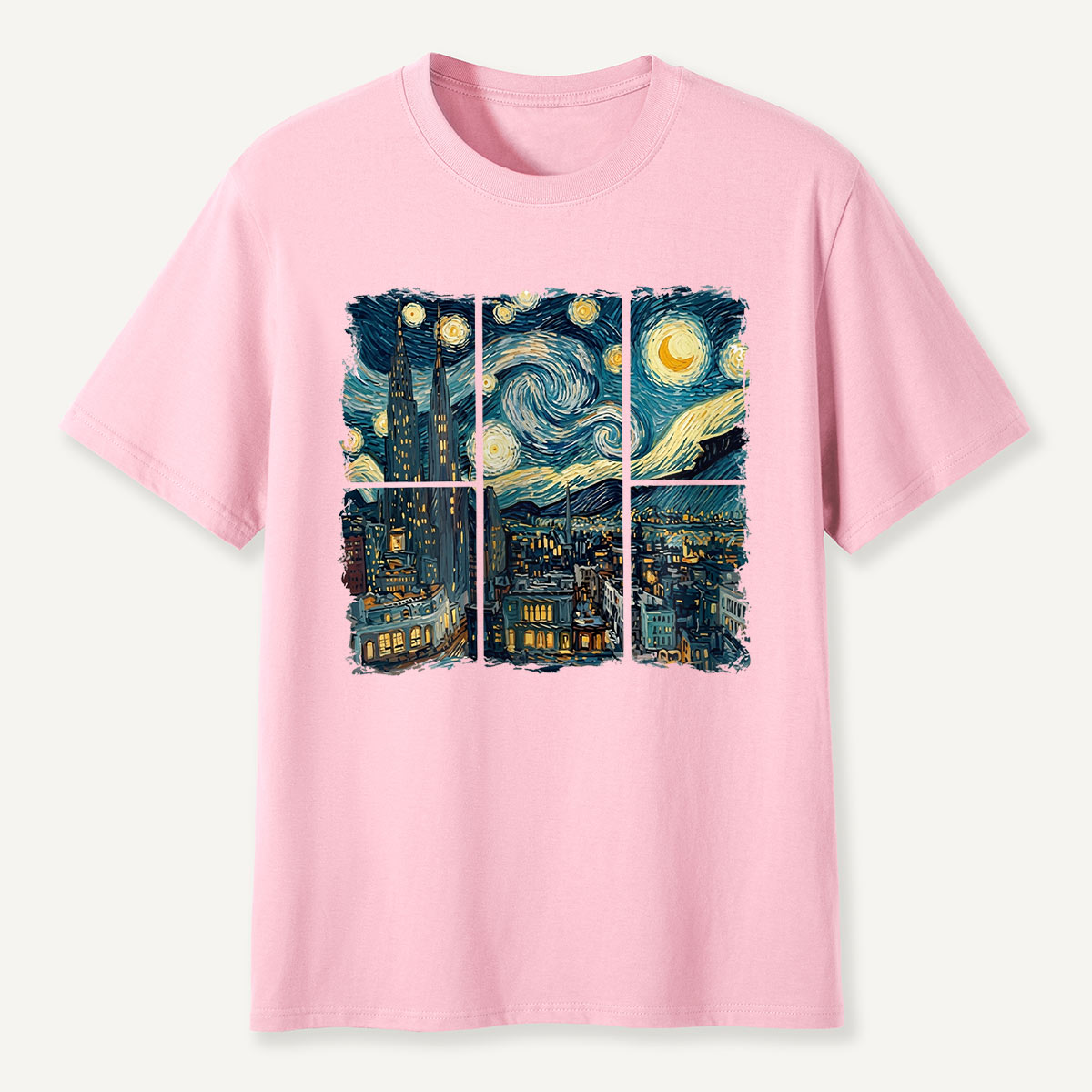 Swirl Night Sky Cityscape T-Shirt