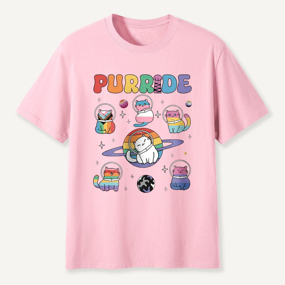 Purride Space Cats Rainbow T-Shirt