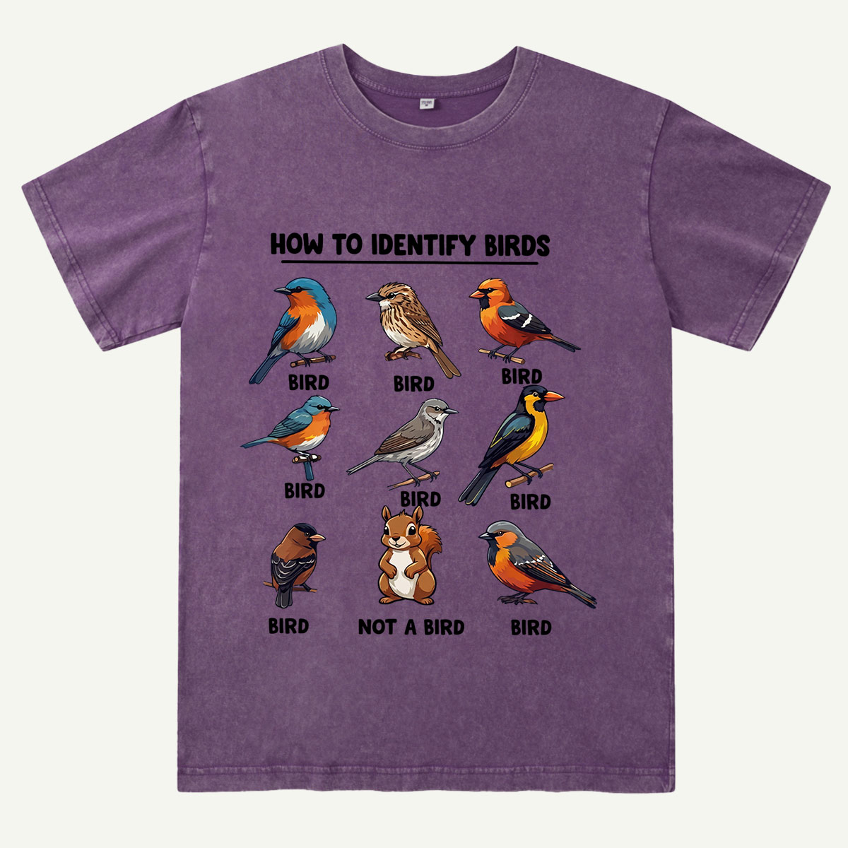 Funny Bird How to Identify Birds Washed T-Shirt