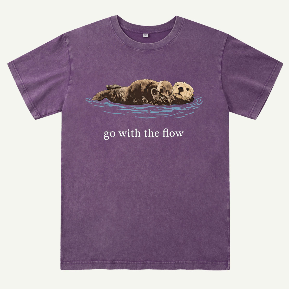 Go With The Flow Sea Otter Wildlife Nature Washed T-Shirt