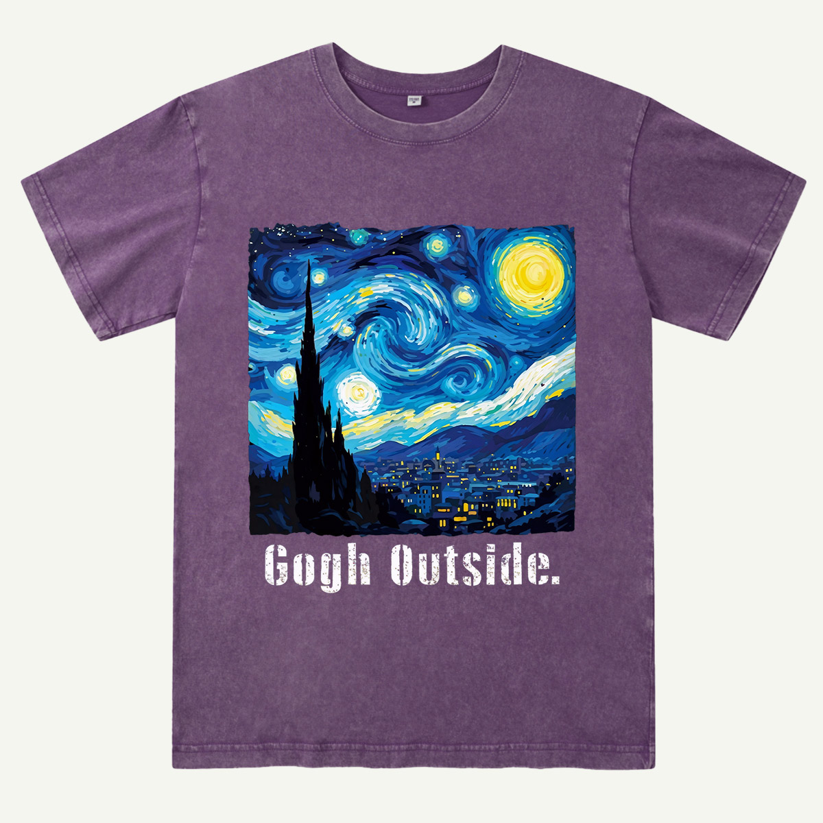 Swirl Night Sky Gogh Outside Washed T-Shirt