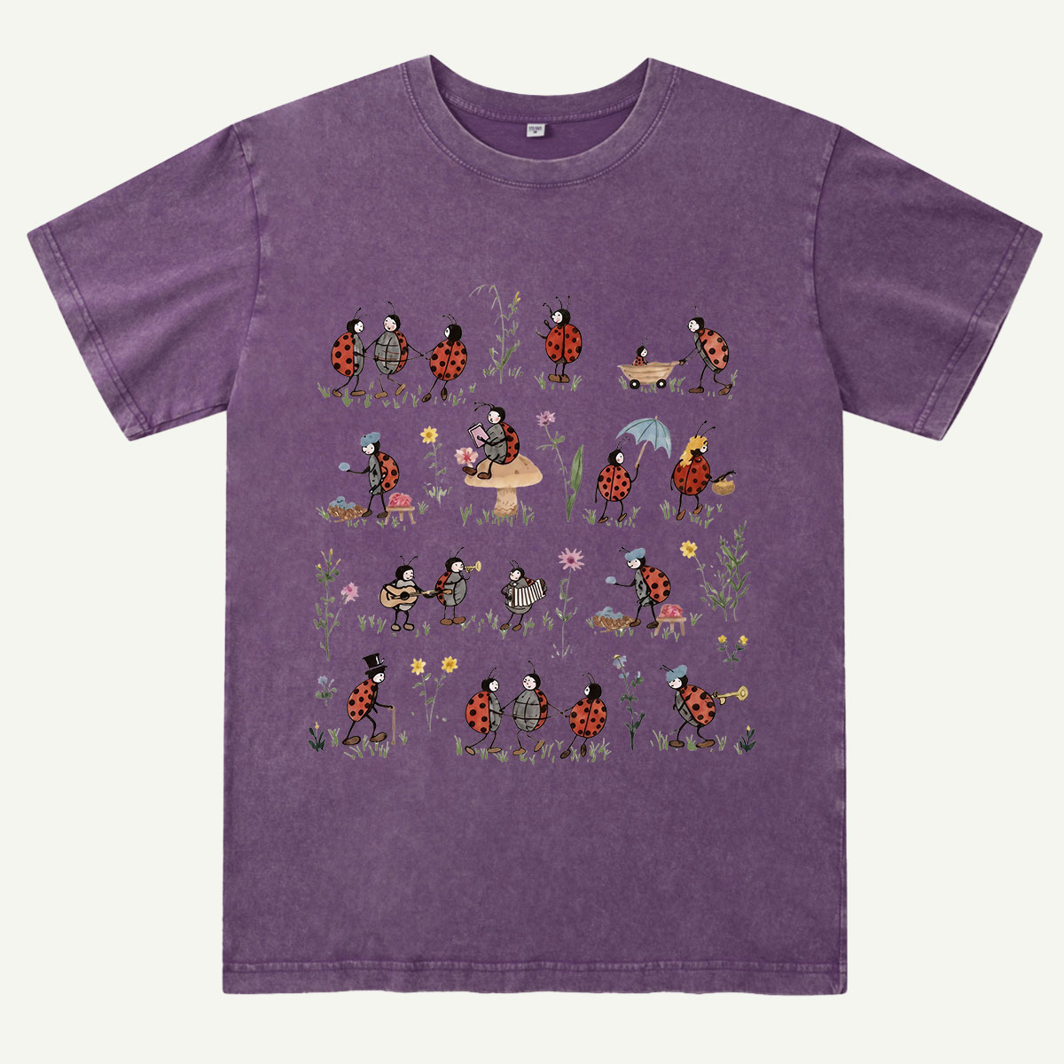 Ladybug and Flower Washed T-Shirt