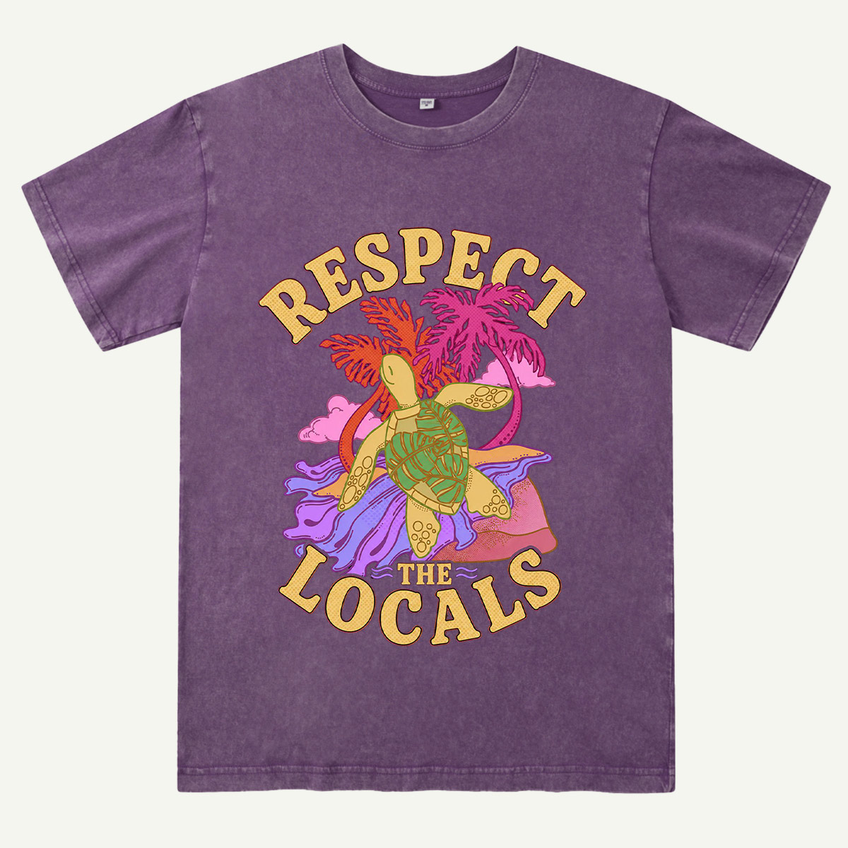 Sea Turtle Tropical Beach Washed T-Shirt