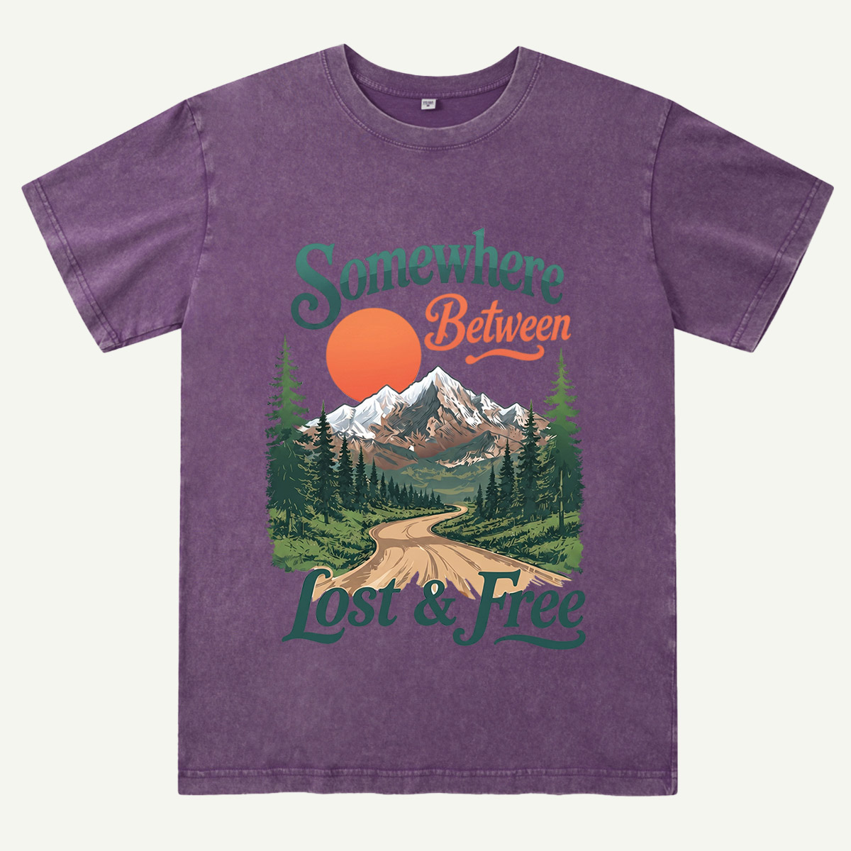 Somewhere Between Lost and Free Mountain Nature Washed T-Shirt