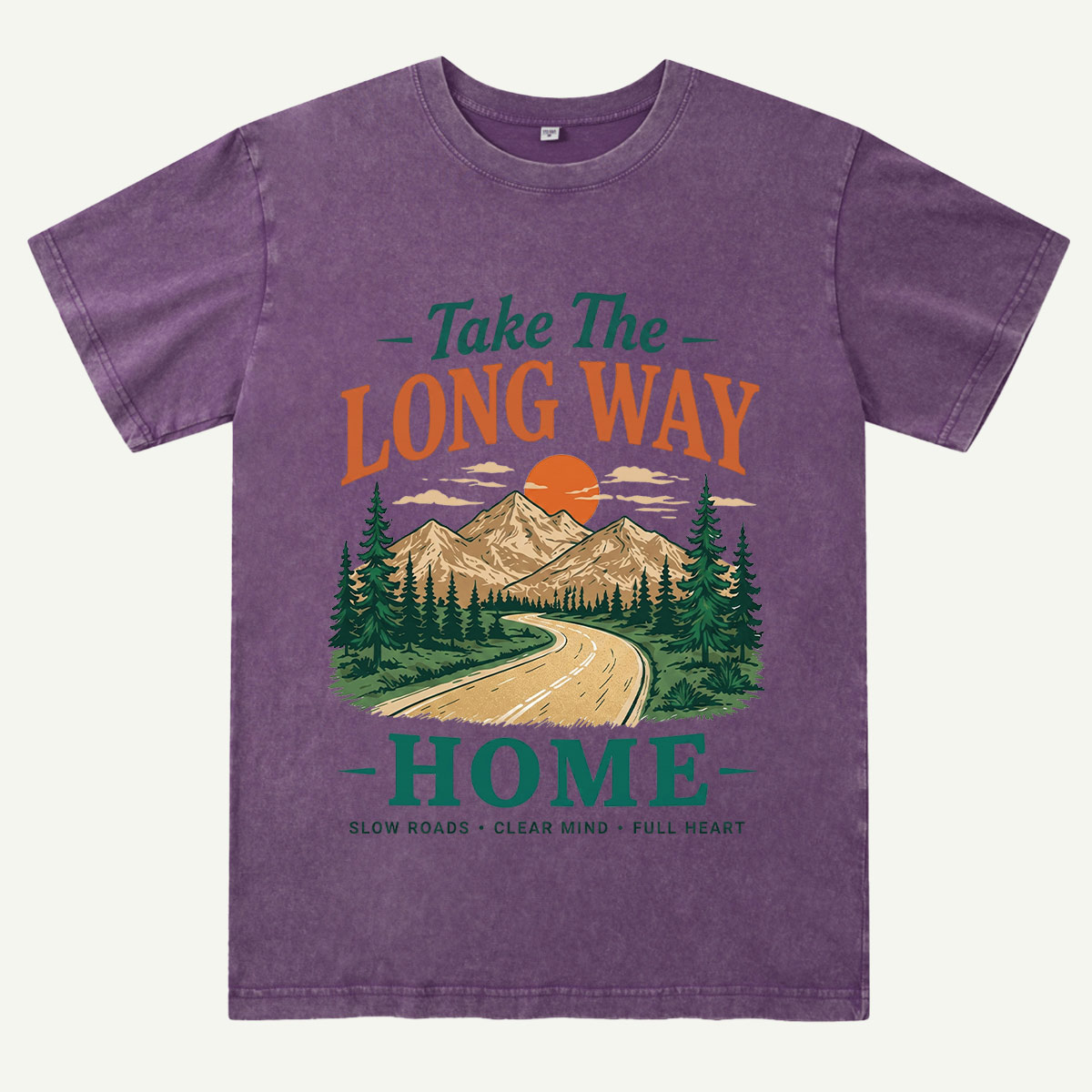 Take The Long Way Home Mountain Road Washed T-Shirt