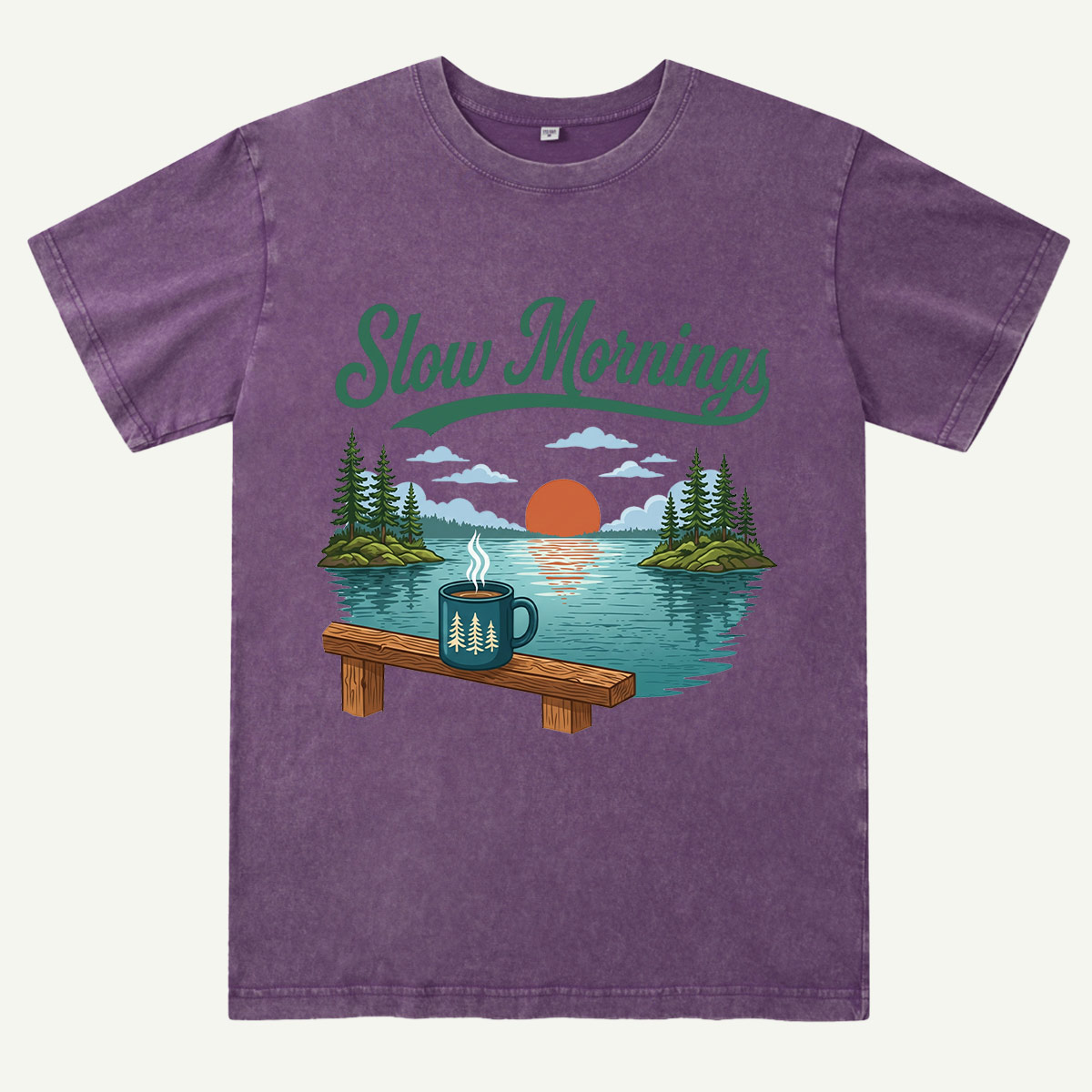 Slow Mornings Lake Coffee Washed T-Shirt