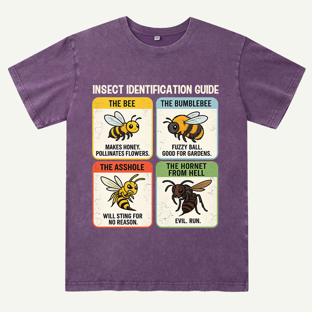 Funny Insect Identification Guide Washed T-Shirt