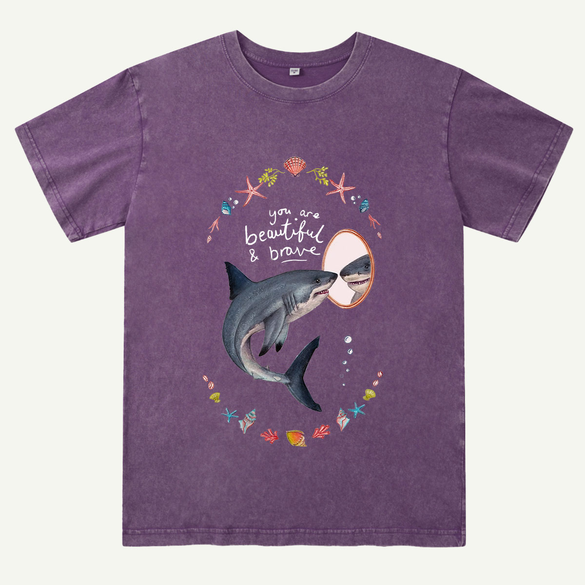 Beautiful and Brave Shark Washed T-Shirt