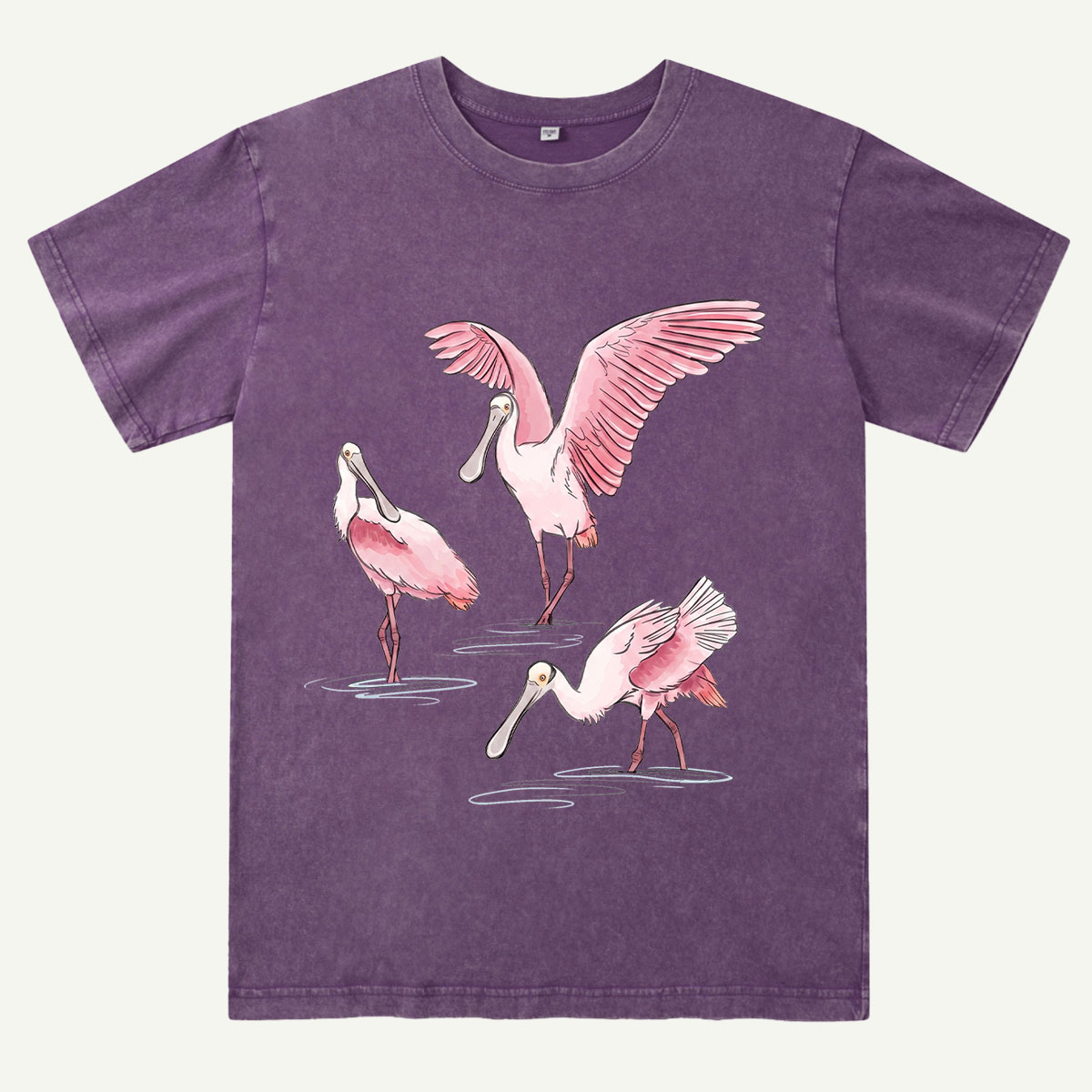 Roseate Spoonbill Bird Washed T-Shirt