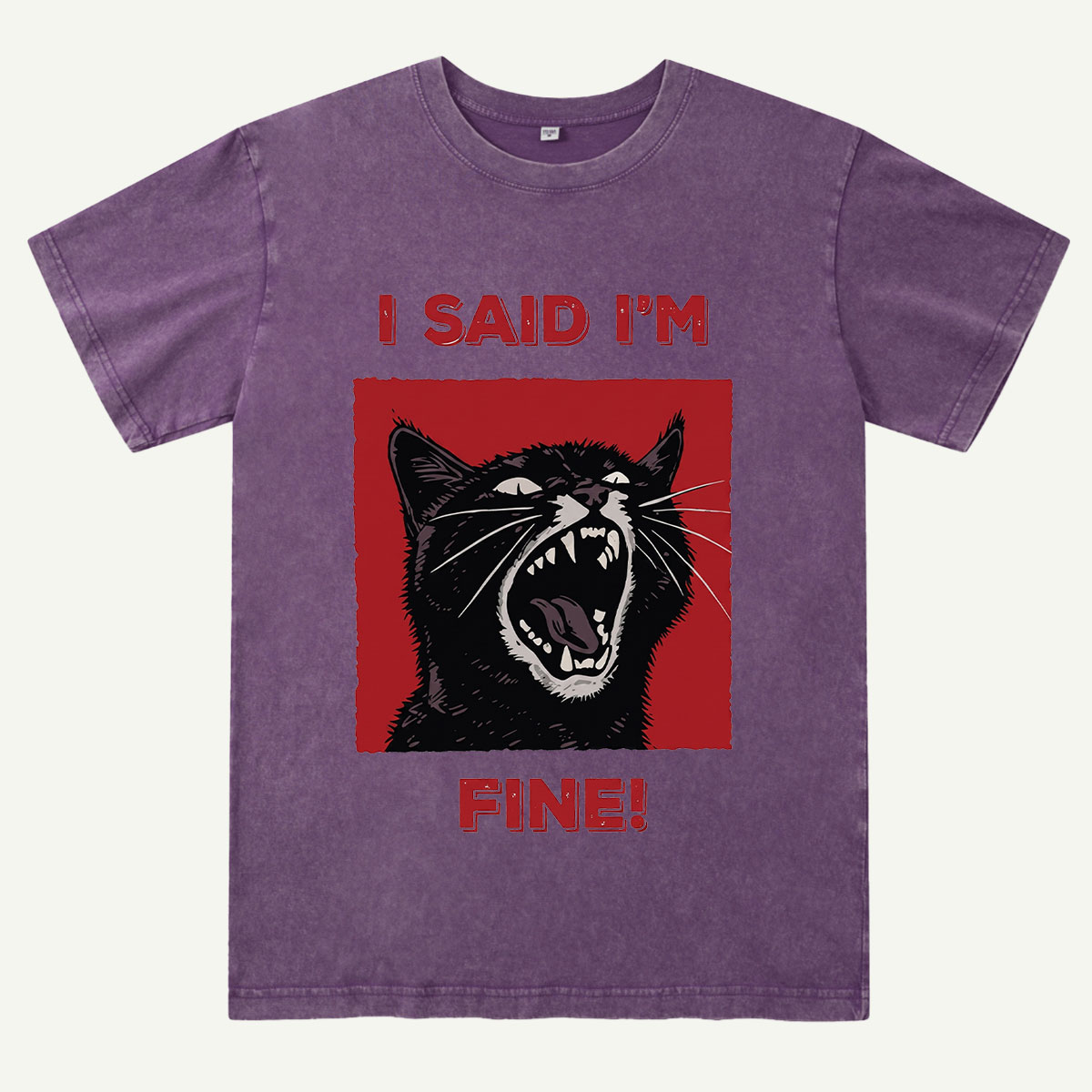 I Said I'm Fine! Funny Black Cat Washed T-Shirt