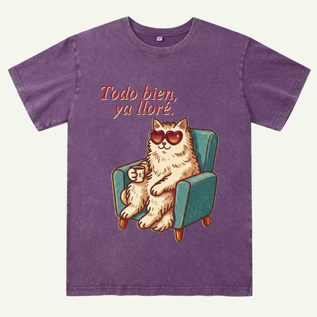 Coffee Cat Relax Washed T-Shirt