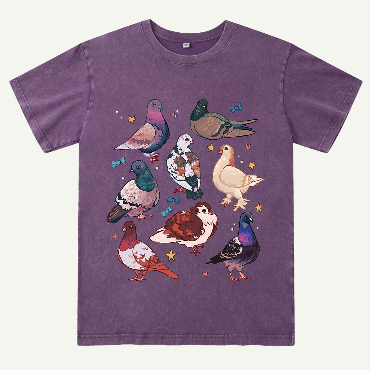 Cute Pigeon Squad Washed T-Shirt
