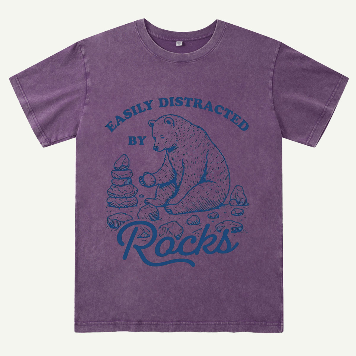 Easily Distracted By Rocks Bear Washed T-Shirt