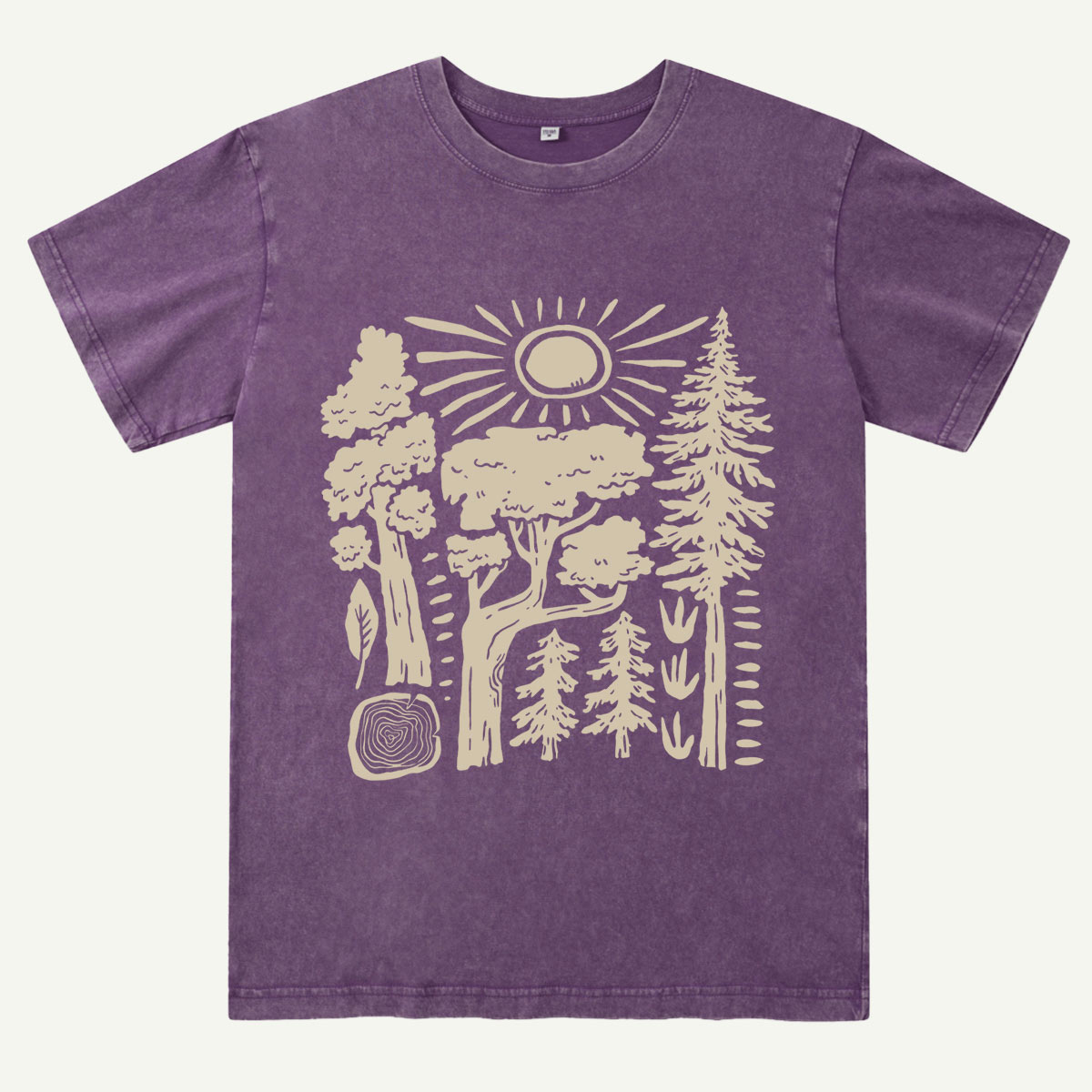 Minimalist Forest Sunrise Washed T-Shirt