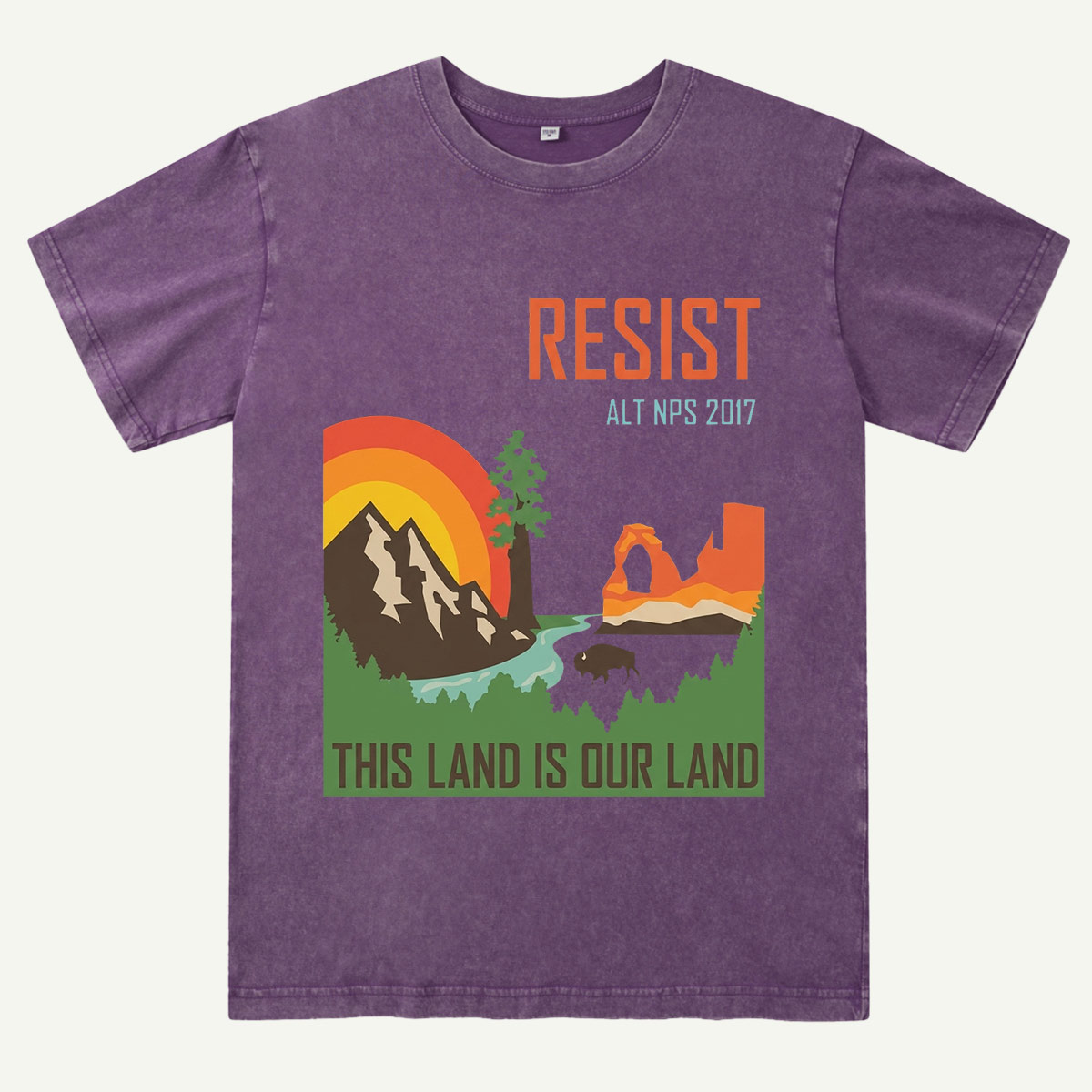Retro Wilderness Landscape Mountain Adventure Washed T-Shirt