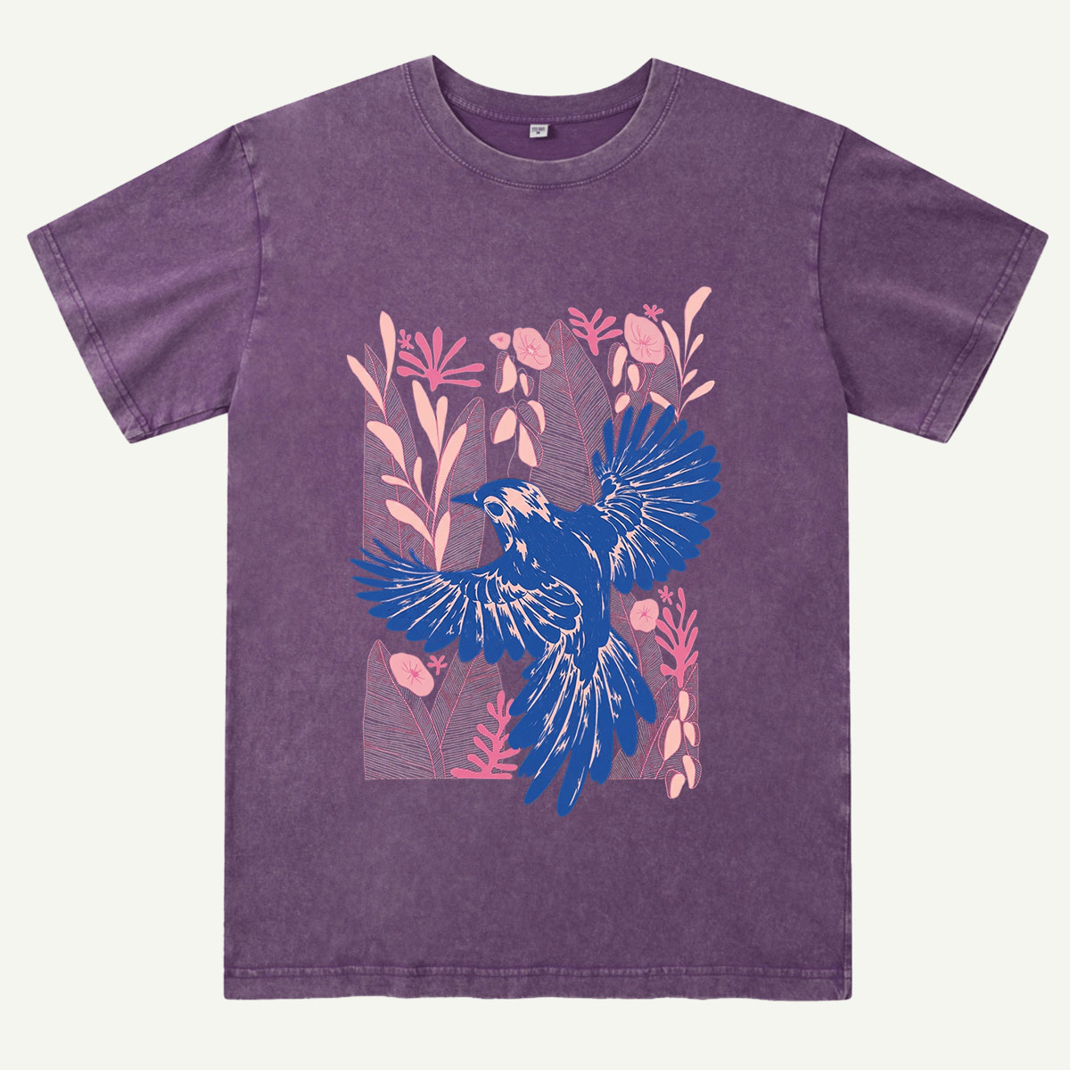 Vintage Blue Bird Botanical Washed T-Shirt